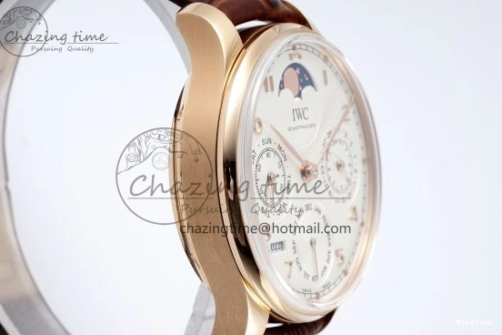 MIROTIME 0420 WellDesigned Portugieser Perpetual Calendar RG 5033 APSF 1:1 Best Edition White Dial on Brown Leather Strap A52610 Clone 7042